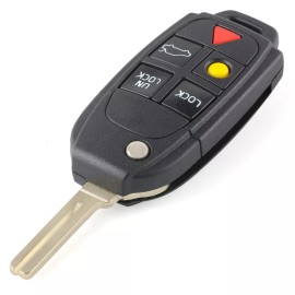 KEYECU 2 Replacement for Volvo XC70 XC90 S60 S80 V70 Flip Remote Key Case Shell Fob