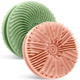 Silicone Body Scrubber, 2pcs Dual-Sided Silicone Loofah 2-in-1 Silicones Shower Scrubbers Exfoliating Body Scrubber for Women Men Soft Silicones Bath Shower Brush for All Skin Lather Well (Pink&Green)
