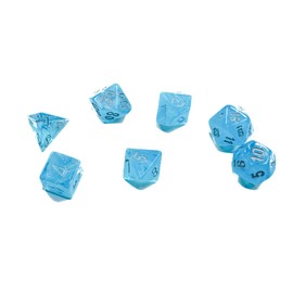Sky Luminary Mini Dice with Silver Numbers 10mm (3/8in) Set of 7 Chessex