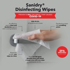 Rosmar SaniDry Disinfecting Wipes, 300 Count, EPA Approved, Unscented, White, Nonabrasive, Multi-Surface Cleaning Wipes, for Use in Health Facilities, Schools, Industrial, Household