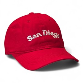 San Diego - Classic Fit Dad Hat, Curved Brim Adjustable Unstructured Cotton Baseball Cap, Men, Women Golf, Hike, Surf Red