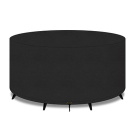 PATIO PLUS Large Round Garden Table Furniture Cover 420D Oxford Fabric Outdoor Patio Circular Set Cover for Chair Set Waterproof Windproof, Anti-UV, Garden Covers 102x70cm,Black
