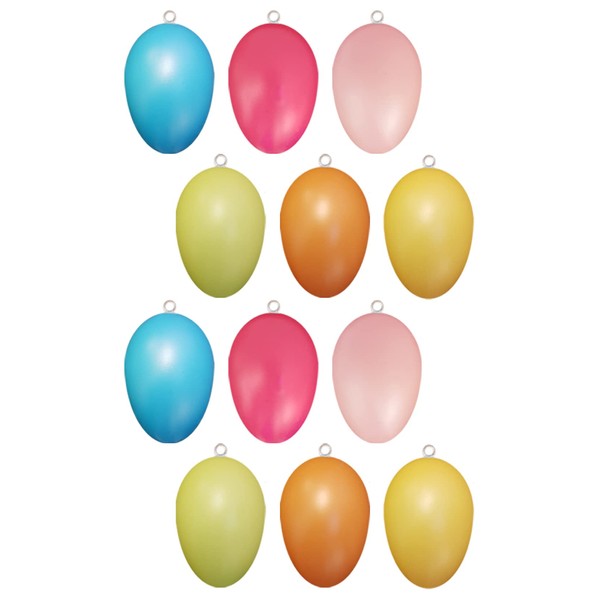 Conipa Easter Eggs for Hanging Outside, Pastel, Pack of 12 Colourful Decorative Plastic Eggs for Easter, XXL Large Easter Egg Hanger, Easter Decoration for Garden, Outdoor Decoration Set, Plastic,