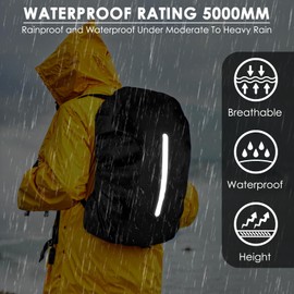 BROTOU 2 Pack Snowproof Backpack Rain Cover,Rucksack Waterproof Covers for Hiking, Camping, Traveling, Outdoor Activities (Black+Dark Blue with Reflective Strip, 15-25L)