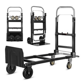DNA MOTORING Convertible Hand Truck, 660lbs Capacity 2 in 1 Heavy Duty Hand Truck Aluminum and Steel Construction 4 Wheels HandTruck Dolly, TOOLS-00741