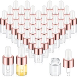 Didaey 200 Pcs Mini Glass Dropper Bottles Mini Dropper Bottles Sample Bottles Small Sample Vials with Lid for Traveling Essential Oils Cosmetic Liquid Sample Perfume (Rose Gold,2 ml)