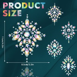 Geyoga 4 Pcs Rhinestone Pasties Crystal Breast Covers Body Jewelry Stick Breast Pasties Chest Stickers for Body(Classic Style)