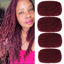 MOCCWOM Extensiones De Cabello Afro Rizado A Granel Para Rastas, Reparación De Rastas, Trenzado Retorcido, 100% Artesanal, 30 G Por Mechón (40 Cm, 4 Mechones/Paquete)