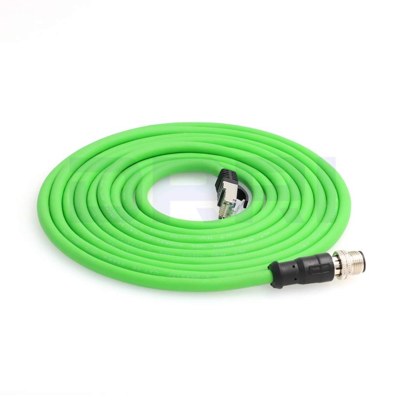 DRRI M12 - Cable blindado Ethernet de 4 pines macho