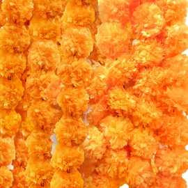 Diwali Decorations Items,5PCS 5Feet Long Artificial Marigold Flower, Marigold Garland for Decoration,Diwali Decoration,Indian Decor for Weddings,Pooja,Housewarming,Christmas,Cultural Events