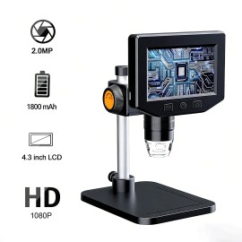 Toolzia 4.3in HD Digital Microscope with 8 LED Lights, 1000X Zoom