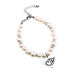 LDS Baptism Gift CTR Charm Bracelet Choose The Right Gifts for Girls (Pearl Bracelet)
