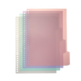 Wealrit 1 Set B5 Plastic Dividers,Index Dividers with 26 Hole Punch,4 Color Tab Dividers,Binder Dividers,Paper Organizer(Beige,Pink,Light Purple,Light Green)