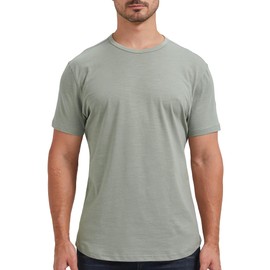 netdraw Men's Curved Hem 100% Slub Cotton T-Shirt Premium Casual Stylish Soft Crewneck Tee, Sage, Medium