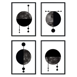 Nacnic Four Moons Geometric Shapes Poster Set Home Decoration Nordic Style for an Original Touch at Home, Office, Shops. A3, No Frame.