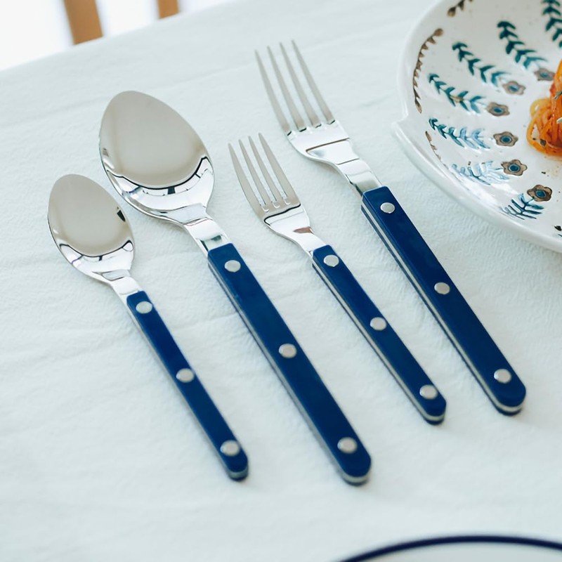 Rivet ABS Faux Wood Handle Silverware Set - 6-Piece Stainless
