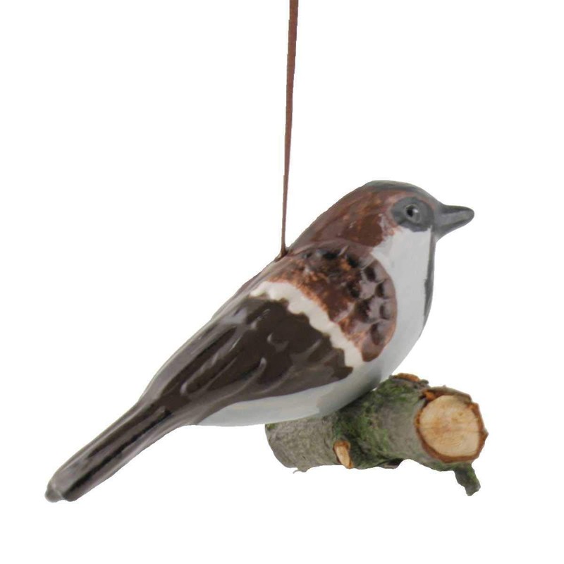 440s Tangoo Ceramic Field Sparrow on Wood, Hanging | TA-17000
