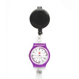 Dakota Clip On Water Resistant Retractable Badge Clip with Nurse Watch and ID Badge Holder (Purple, 27423)