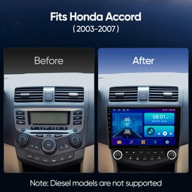 10.2" Car Stereo Radio for Honda Accord 2003-2007 - Wireless CarPlay & Android Auto | 5G WiFi IPS HD Touchscreen | GPS Navigation | Bluetooth FM/SWC | 1080P Backup Camera
