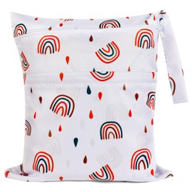 Vicloon Baby Wet Bags, Wetbag Organiser Bag, Reusable Wet Bag, Waterproof Cloth Nappies Wet Bags for Nursery, Travel, Gym, Swimming Items, Rainbow Style