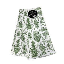 AWW GIFFTS Colordrift Green/White 2-Pack Kitchen Towel ~ Herbs ~ Basil Cilantro Rosemary Printed Pattern, Textured Absorbing Terry Back Kitchen Towels, 18"x 28" by Colordrift | 100% Cotton