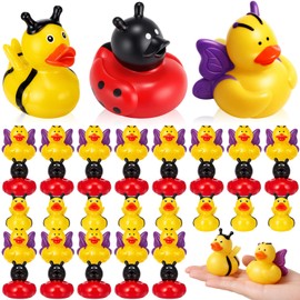 Deekin 24 Pcs Insect Rubber Ducks Bulk 2 Inches Bug Ducks Bee Butterfly Ladybug Party Favors for Bug Party Supplies Camping Gifts Dashboard Decoration Gift Bags Filling
