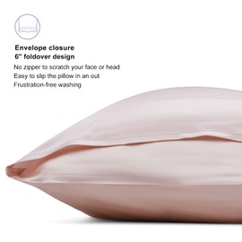 ALASKA BEAR Silk Pillowcase Envelope Closure, 22 Momme 100 Percent Mulberry Silk Pillow Slip Foldover Design, Washable and NO Zipper, King Size 50 x 90 cm (1, Pink)