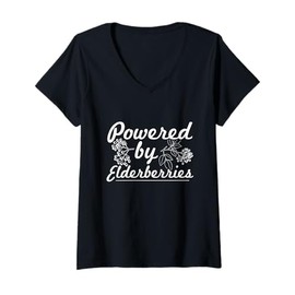 Womens powered by elderberries V-Neck T-Shirt