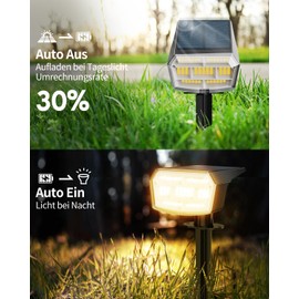 HIBOITEC Solar Lights for Outdoor Garden [4 Pieces/59LED], IP65 Waterproof Solar Lights Garden, 3 Brightness Modes, Solar Fairy Lights Outdoor, 3000 K Warm Light Solar Garden Lights for Outdoor Patios