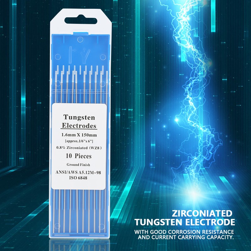 10Pcs Zirconiated Tungsten Electrodes WZ8 White Tip for AC Tig