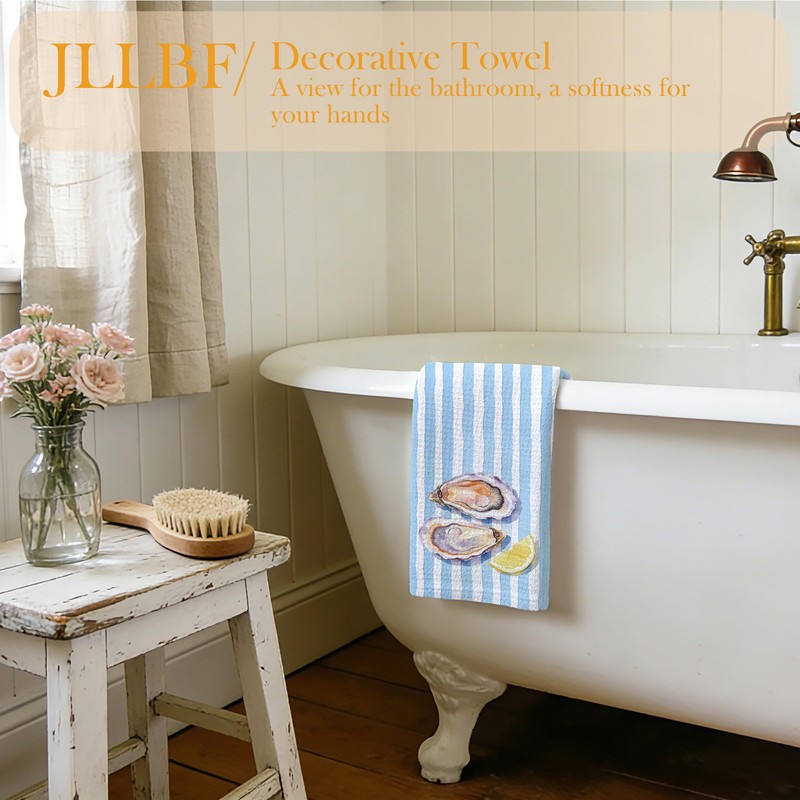 Lemon Oyster Kitchen Hand Towels 16x24 Inch, Oyster Lovers Gifts,