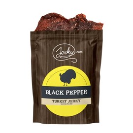 Jerky.com's Black Pepper Turkey Jerky - Try Our Best Tasting Turkey Jerky Made From Whole Muscle Turkey Breast - Low in Sugar, No Added Preservatives, No Added Nitrates and No Added MSG - 2.5 oz.
