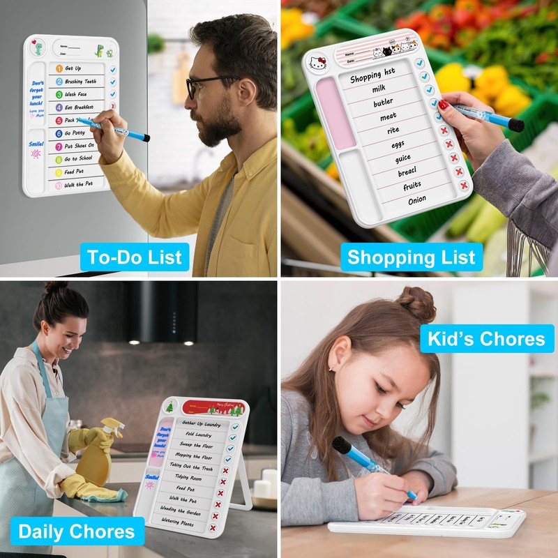Magnetic Chore Chart for Kids, ADHD Task Tracker Easy-Check Routine