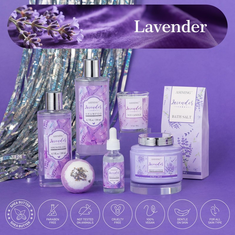 9Pcs Moisturizing Lavender Spa Bath Gifts Set - Spa Gift