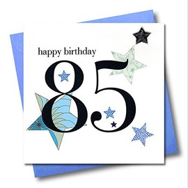 Claire Giles Hearts and Stars Happy 85th Birthday Card - Blue