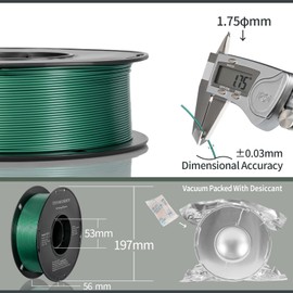 Metallic PETG Filament 1.75mm, TINMORRY Rapid PETG 3D Printing Filament, PETG with a Rapid Flow Rate, Compatible with Bambu Lab FDM 3D Printer, 1KG, Metallic Midnight Green