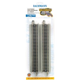 Bachmann Trains E-Z TRACK REVERSING 9" STRAIGHT (4/card) - NICKEL SILVER Rail With Grey Roadbed - HO Scale
