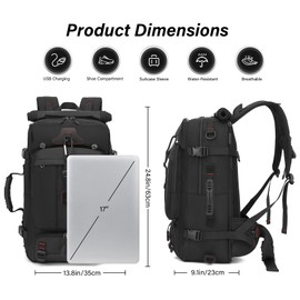 Jahomieo Travel Backpack for Men & Women, Convertible Duffle Bag 60L Large Carry on Backpack with Shoe Laptop Compartment, Wet Pocket