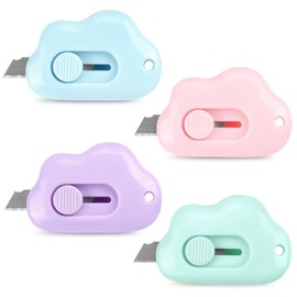Box Cutters Cloud Letter Opener Envelope Slitter, Cloud Shaped Carton Portable Cutter with Key Chain Hole, 4 Pack