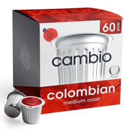 Cambio Roasters Colombian Medium Roast Organic Coffee Pods - The Only Organic Recyclable Aluminum Coffee Pods, Small Batch Roasted, Keurig Compatible, Bold Flavor & Longer Lasting Freshness, 60 Count