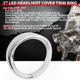 PSLER 7’’ Headlight Headlamp Bezel Trim Ring Visor Decorate Trim Cover Ring for Touring Street Glide Electra Glide Road King Softail Dyna Fatboy Trike