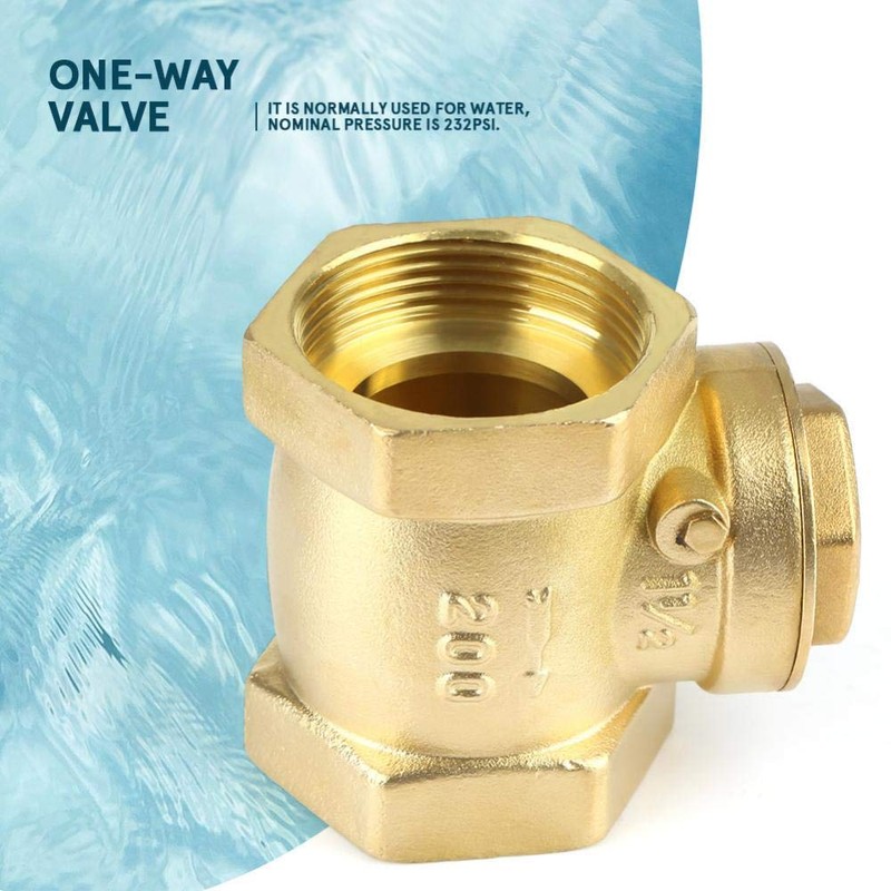 Non-Return Swing Brass Thread Brass DN40 Check Valve 232PSI Prevents
