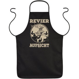 Men's BBQ Apron - Revier-Aufsicht - Kitchen Apron Cooking Apron for Men Black Funny Hunter Gift for Birthday, black
