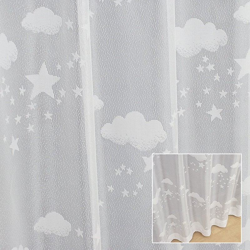 Nebula Pattern Lace Curtain Set of 2 (Mirrer, UV Protection,