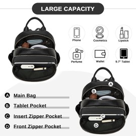 Miss Lulu Stylish PU Leather Women's Backpack, Waterproof Women's Backpack Bag for Work, Study, Travel and Shopping