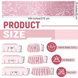 Windkream 2 Packs 12 x 108 Inch Sequin Table Runner Pink and Green Glitter Dining Table Runner for Birthday Party Witch Princess Themed Party Supplies Wedding Holiday Baby Shower Events Decors