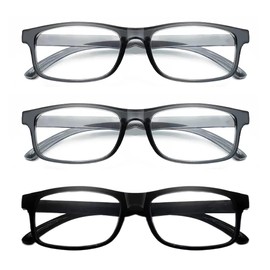 CVVTSPE 3-Pack Ultra Lightweight Classic Men's Reading Glasses with Blue Light Protection/Anti-Dry Eye Comfort Reader