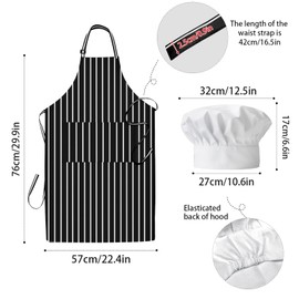 QCSZAO Chef Aprons Hat Set with Pocket, Adjustable Kitchen Cooking Baker Costume for Women Men