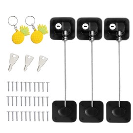 PHPTHIK Refrigerator Lock, Stick Key, Protects Children, Toddler, Elderly, Dementia Prevention (Keyed, Black)