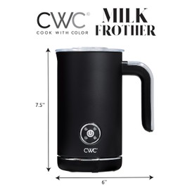 COOK WITH COLOR 4-in-1 Electric Milk Steamer and Frother - 2-Minute Heating and Frothing, Hot and Cold Foam Maker for Coffee, Latte, Cappuccino, Macchiato, Milk Warmer, Auto Shut Off, Black